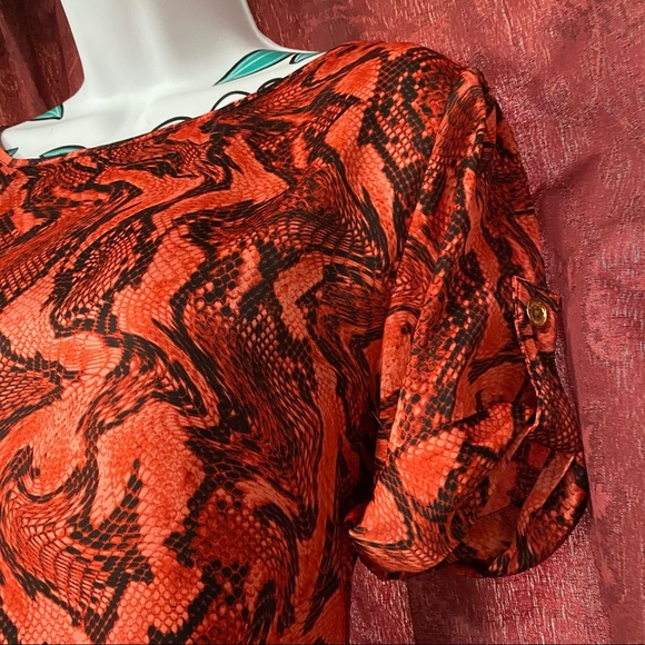 Michael Kors Red Orange Snake Print Blouse - Picture 2 of 3